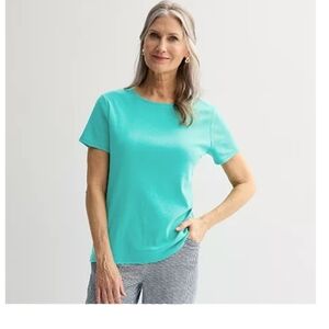 Croft & Barrow Essential Crewneck Tee Color: Seaside Aqua Size:L (EUC)